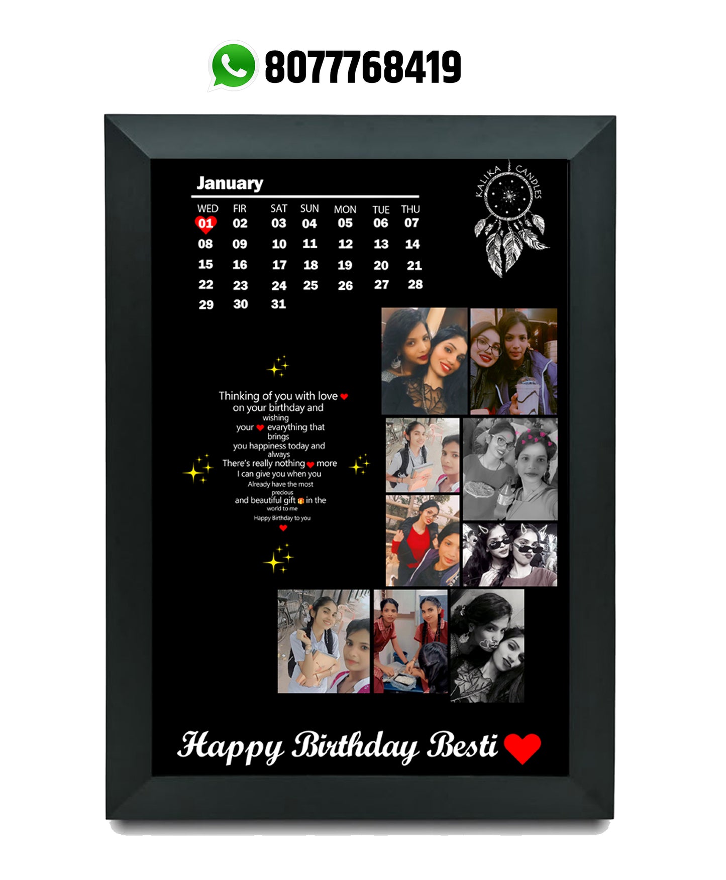 Birthday Photo Frame 8x12 inch Black
