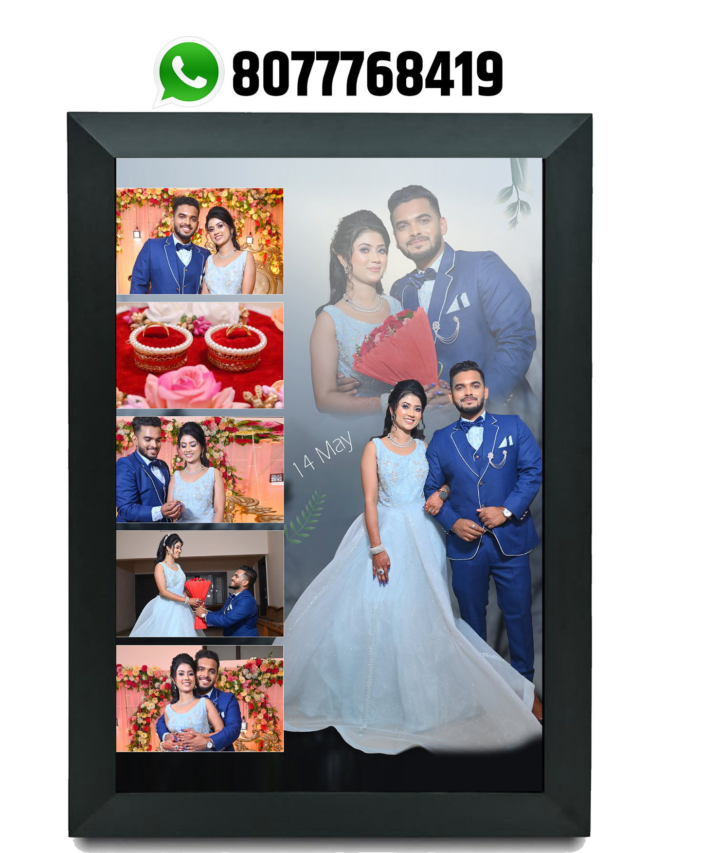 Couple Engagement Photo Frame 8x12 inch Black